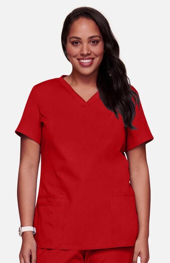 Women's Knit V-Neck Solid Scrub Top Women's Knit V-Neck Solid Scrub Top