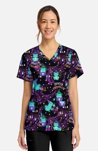 Women's Hocus Croakus Print Scrub Top Women's Hocus Croakus Print Scrub Top
