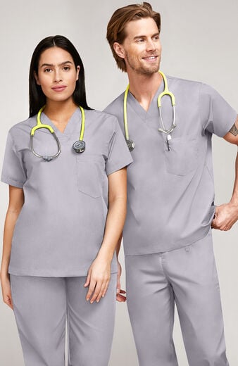 Unisex Chest Pocket V-Neck Scrub Top Unisex Chest Pocket V-Neck Scrub Top