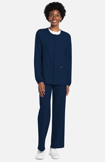 Unisex Snap-Front Crew Neck Scrub Jacket Unisex Snap-Front Crew Neck Scrub Jacket