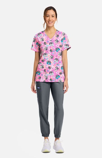 Women's Nurse Sloth Print Scrub Top Women's Nurse Sloth Print Scrub Top