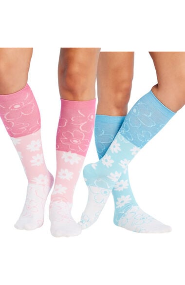 Women's 10-15 mmHg Oversized Floral Print Support Sock 2 Pack, , large