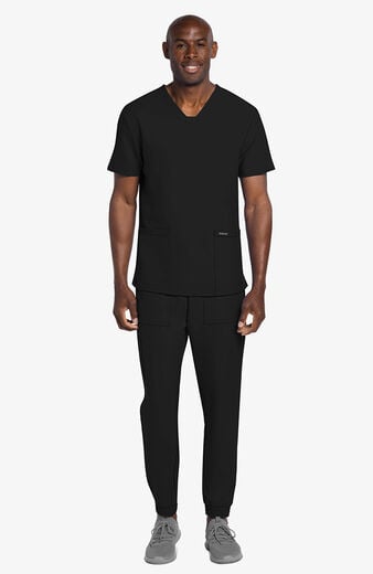 Men's Scrub Set: 2-Pocket Squared V-Neck Top & 4-Pocket Cargo Jogger Pant Men's Scrub Set: 2-Pocket Squared V-Neck Top & 4-Pocket Cargo Jogger Pant