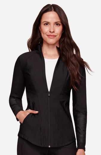 Women's Mesh Panel Zip Front Scrub Jacket Women's Mesh Panel Zip Front Scrub Jacket