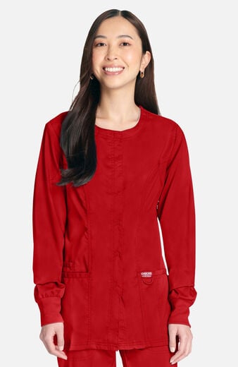 Women's Snap Front Crew Neck Scrub Jacket Women's Snap Front Crew Neck Scrub Jacket