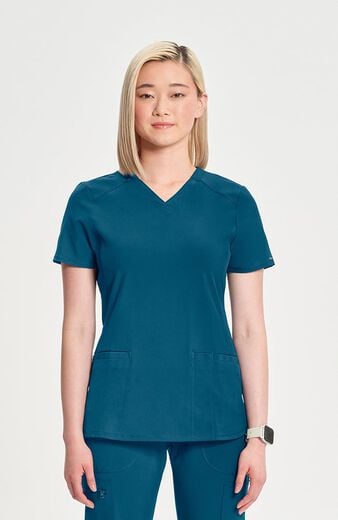 Women's 2-Pocket Shirttail Knit V-Neck Scrub Top Women's 2-Pocket Shirttail Knit V-Neck Scrub Top