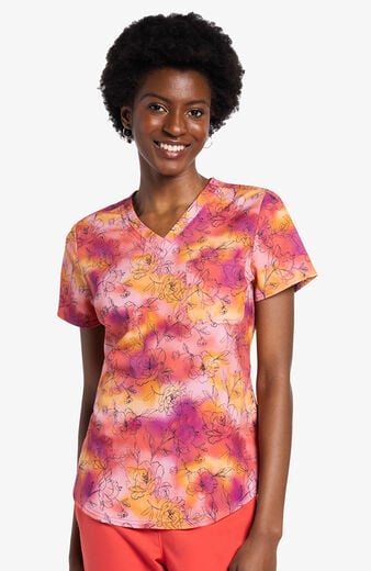 Women's Floral Wash Print Scrub Top Women's Floral Wash Print Scrub Top