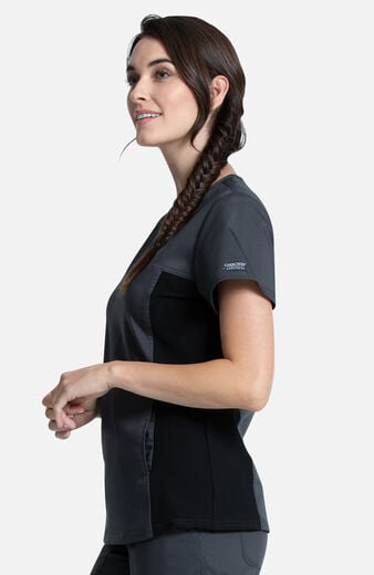 Women's Knit Panel Solid Scrub Top