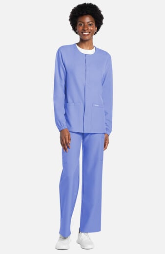 Unisex Snap-Front Crew Neck Scrub Jacket Unisex Snap-Front Crew Neck Scrub Jacket