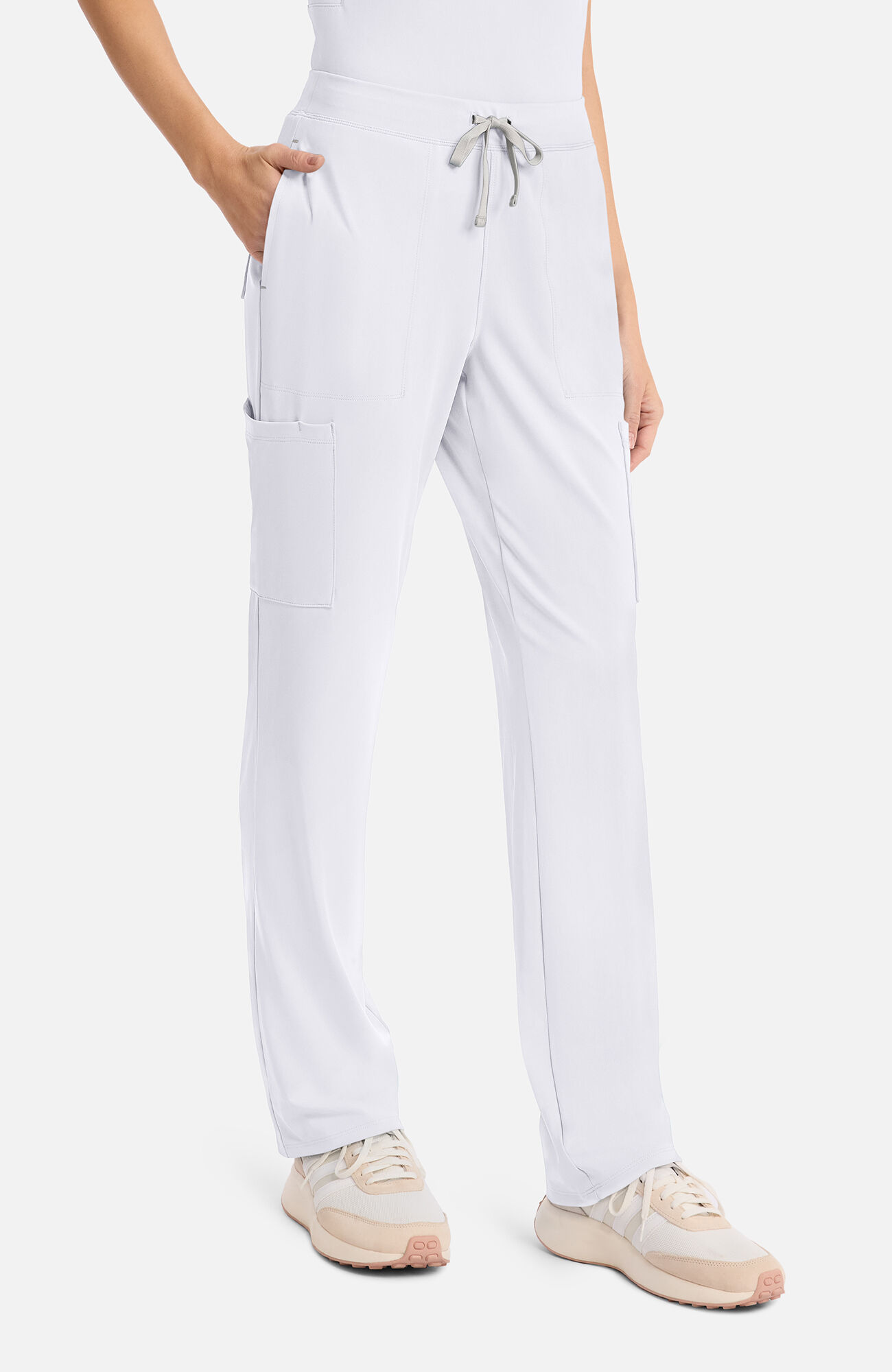 Women's 5-Pocket Straight Leg Scrub Pant, WHT White | white, large