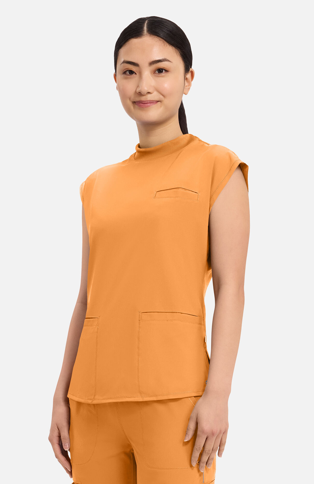 Women's Mock Neck Scrub Top, OSU Orange Sunrise | orange, large