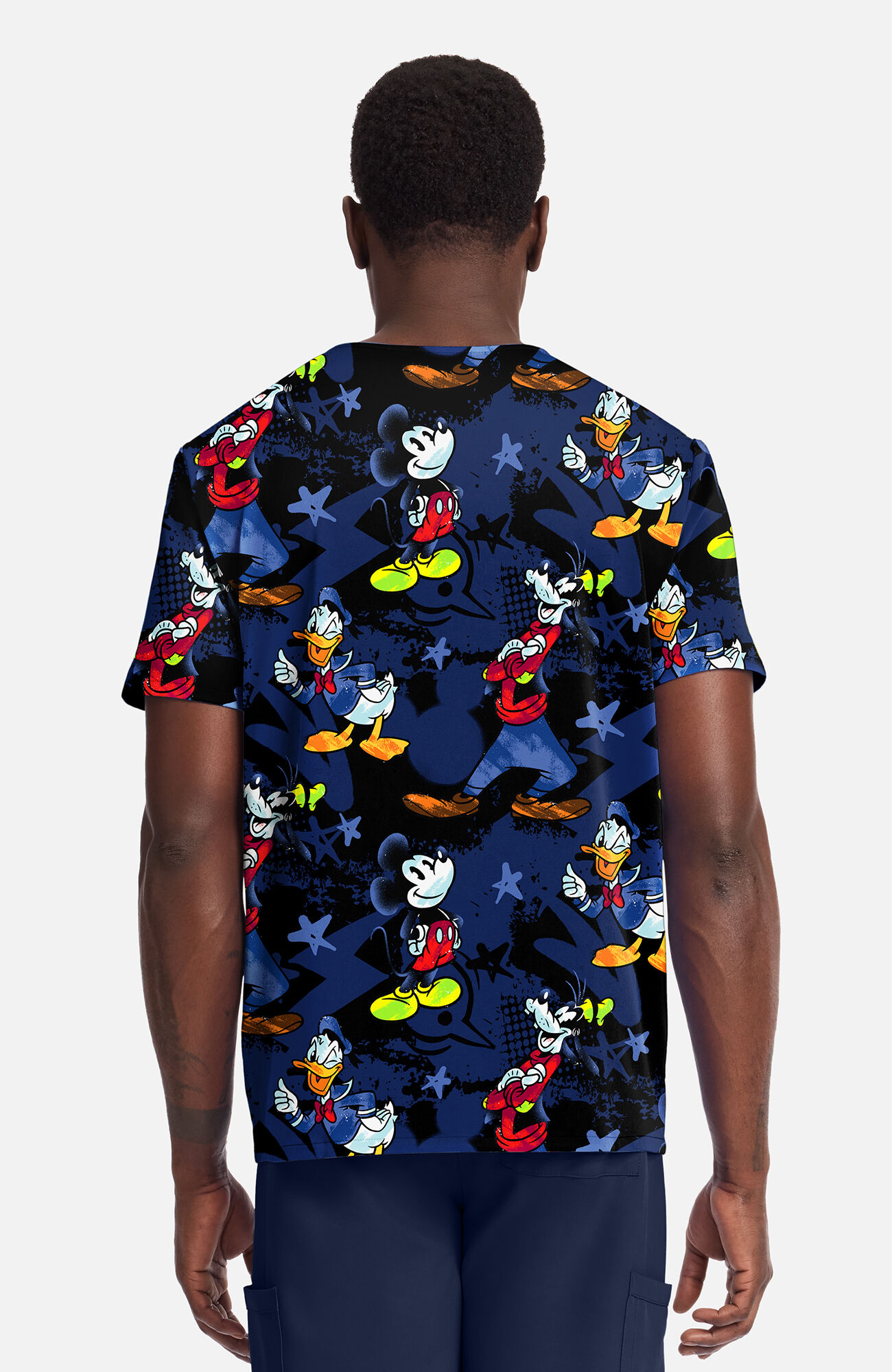 Men's Mickey Bro Time Print Scrub Top, , large