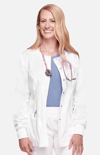 Women's Snap Front Crew Neck Scrub Jacket Women's Snap Front Crew Neck Scrub Jacket