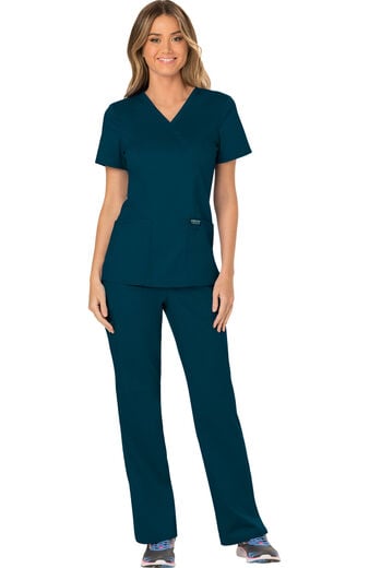Women's Scrub Set: Shaped 3-Pocket Mock Wrap Top & Elastic Waist Cargo Pocket Pant Women's Scrub Set: Shaped 3-Pocket Mock Wrap Top & Elastic Waist Cargo Pocket Pant