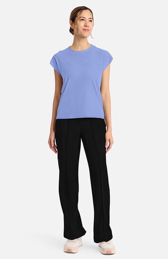Women's Tuck-In Chest Pocket Crew Neck Scrub Top Women's Tuck-In Chest Pocket Crew Neck Scrub Top