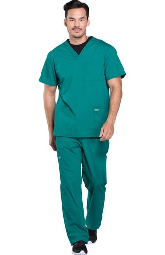 Men's Scrub Set: Utility 4-Pocket V-Neck Top & Zip Fly Drawstring Pant Men's Scrub Set: Utility 4-Pocket V-Neck Top & Zip Fly Drawstring Pant