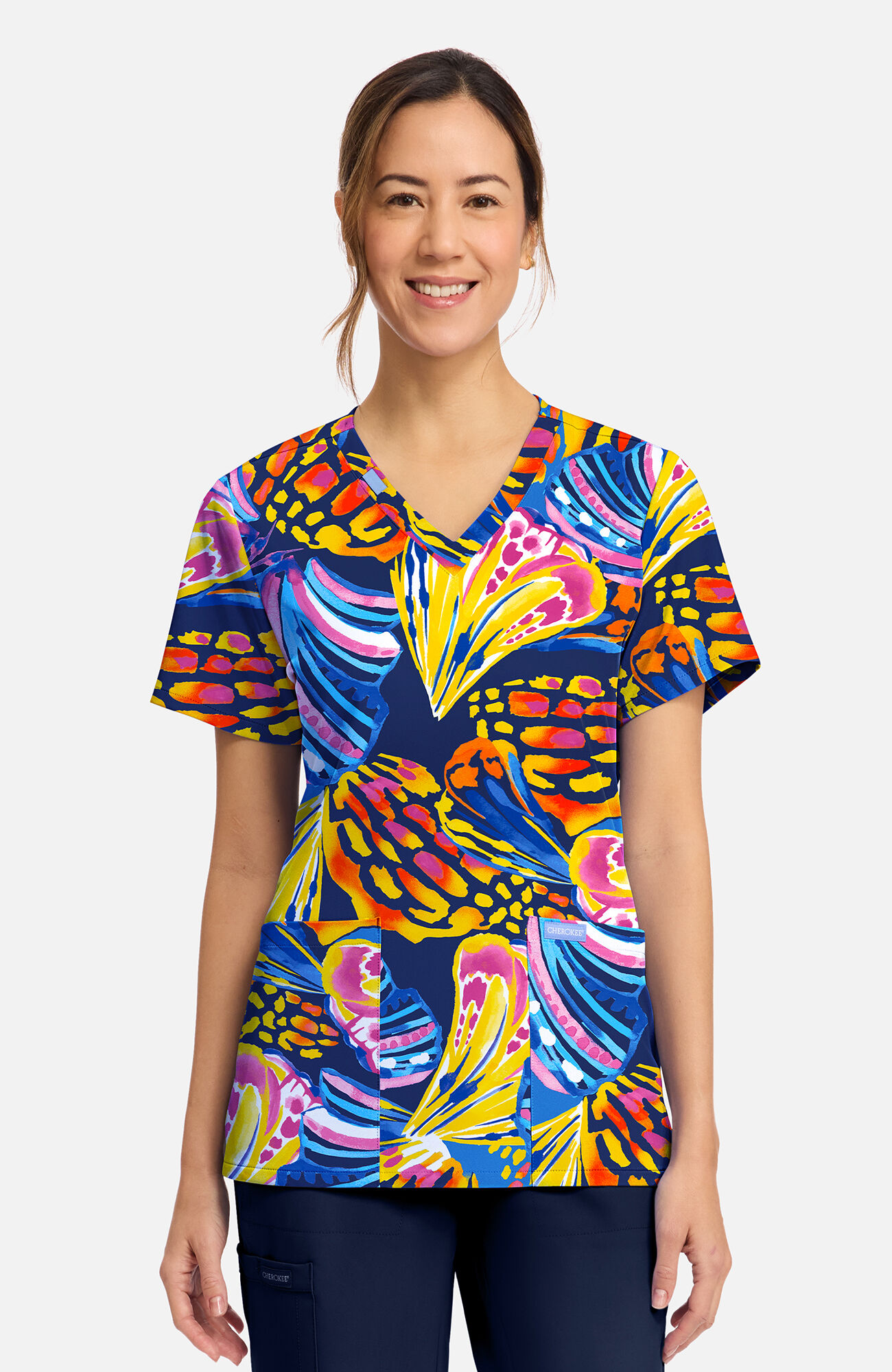 Women's Winging It Print Scrub Top, , large