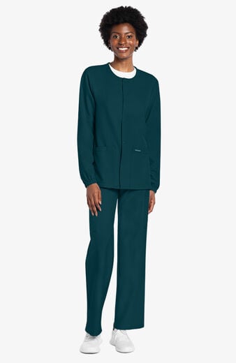 Unisex Snap-Front Crew Neck Scrub Jacket Unisex Snap-Front Crew Neck Scrub Jacket