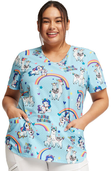 Women's Rainbow Mamas Print Scrub Top, , large