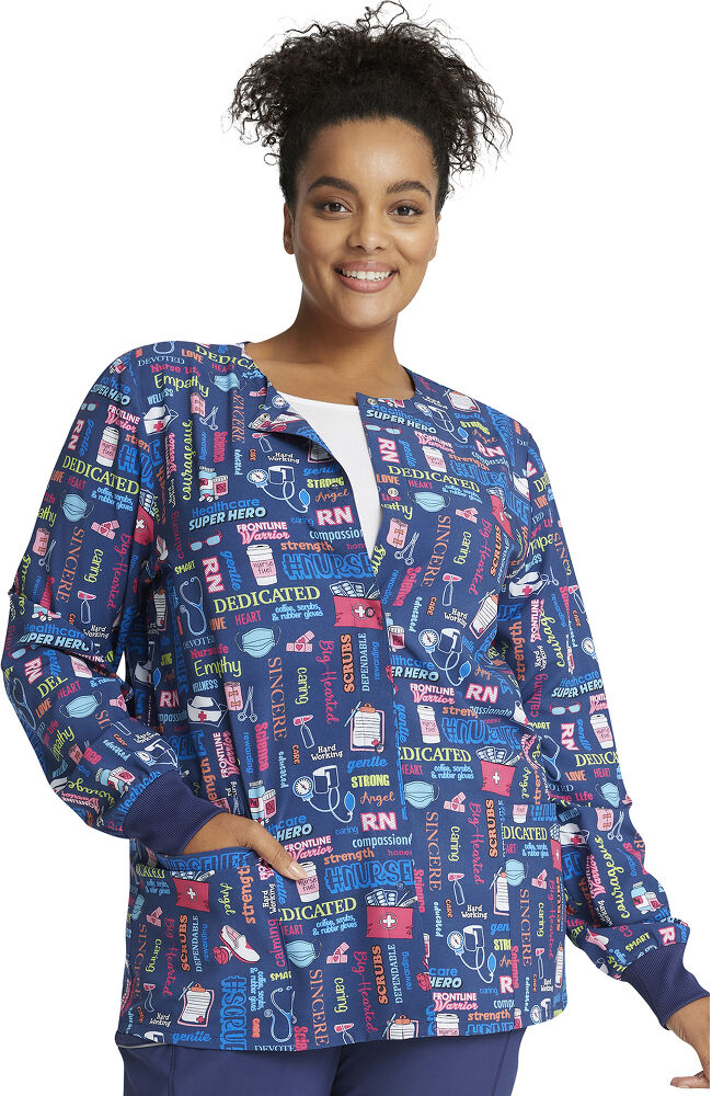 Cherokee print deals scrub jackets