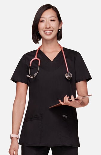 Women's 3-Pocket V-Neck Stretch Scrub Top Women's 3-Pocket V-Neck Stretch Scrub Top