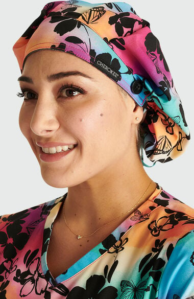 Women's Garden Rainbow Print Bouffant Scrub Hat, , large