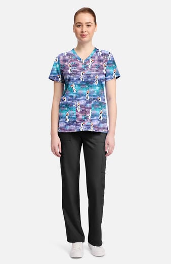 Women's Olaf In Arendelle Print Scrub Top Women's Olaf In Arendelle Print Scrub Top