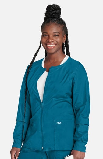 Women's Zip Front Warm Up Solid Scrub Jacket Women's Zip Front Warm Up Solid Scrub Jacket