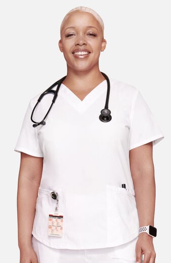 Women's 4-Pocket Shirttail V-Neck Scrub Top Women's 4-Pocket Shirttail V-Neck Scrub Top