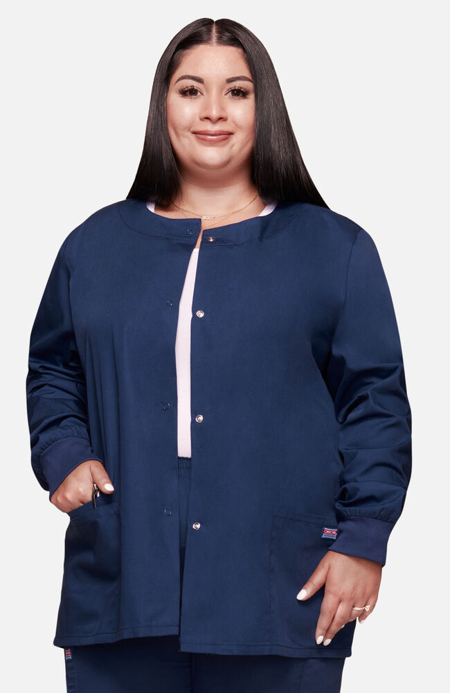 Women s Snap Front Solid Scrub Jacket Cherokee Uniforms
