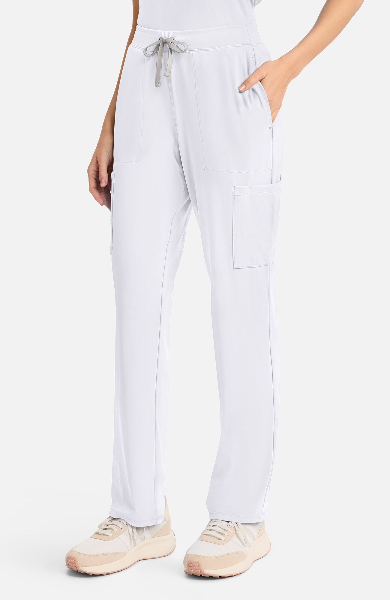 Women's 5-Pocket Straight Leg Scrub Pant, WHT White | white, large
