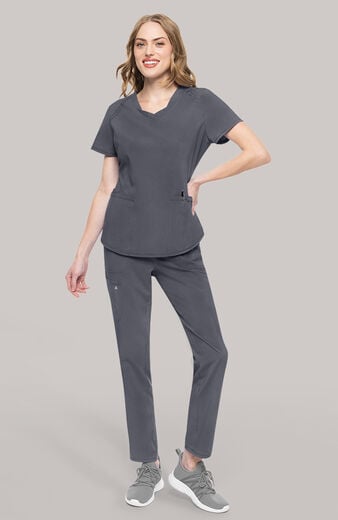 Women's Scrub Set: Layered V-Neck Top & Drawstring Straight Leg Pant Women's Scrub Set: Layered V-Neck Top & Drawstring Straight Leg Pant