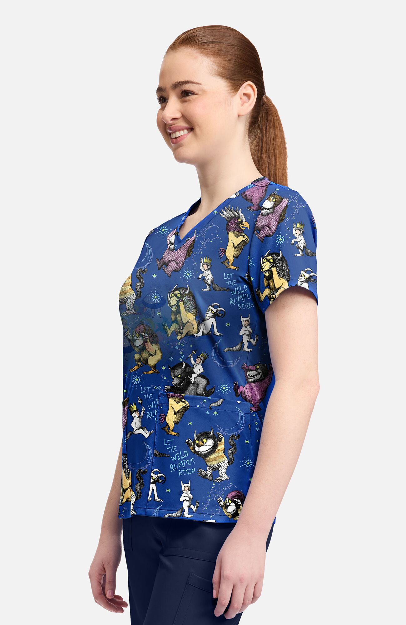 Women's Rumpus Time Print Scrub Top, , large
