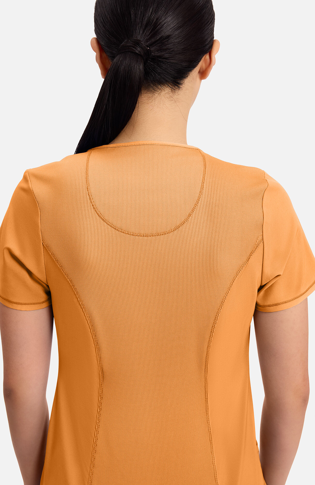Women's Split Round Neck Solid Scrub Top, OSU Orange Sunrise | orange, large