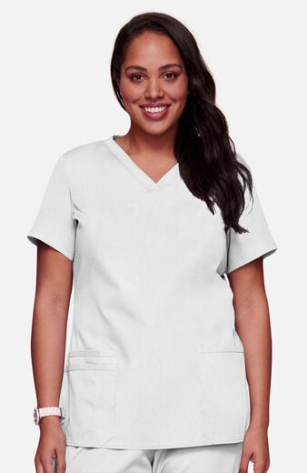 Women's Knit V-Neck Solid Scrub Top Women's Knit V-Neck Solid Scrub Top