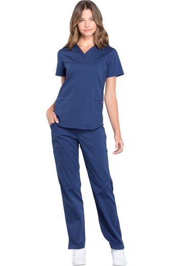 Women's Scrub Set: 4-Pocket Shirttail Top & Rib Knit Cargo Waist Pant Women's Scrub Set: 4-Pocket Shirttail Top & Rib Knit Cargo Waist Pant