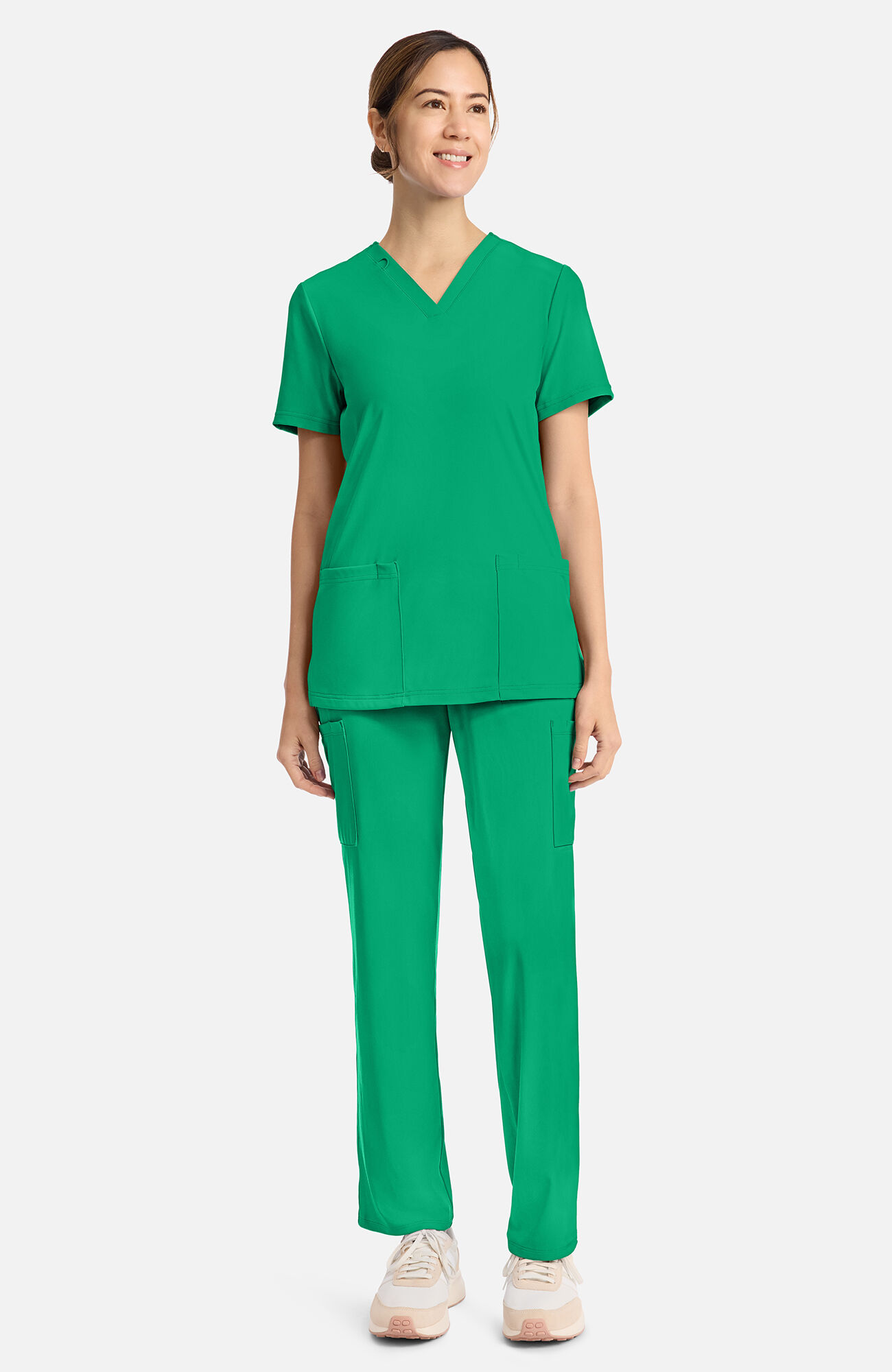 Women's 2-Pocket V-Neck Scrub Top, GAP Green Apple | green, large