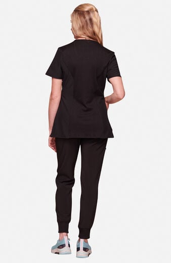 Women's Scrub Set: Split Round Neck Top & Tapered Jogger Pant Women's Scrub Set: Split Round Neck Top & Tapered Jogger Pant
