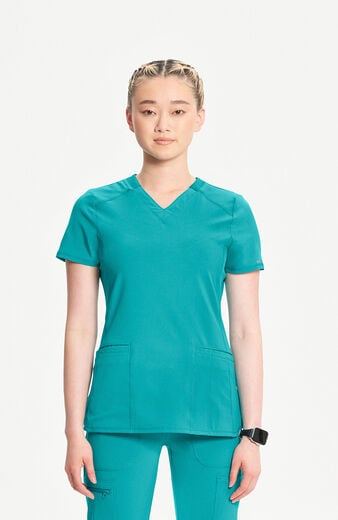 Women's 2-Pocket Shirttail Knit V-Neck Scrub Top Women's 2-Pocket Shirttail Knit V-Neck Scrub Top
