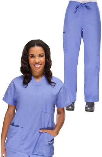 Women's Scrub Set: V-Neck Top & Drawstring Cargo Pant Women's Scrub Set: V-Neck Top & Drawstring Cargo Pant
