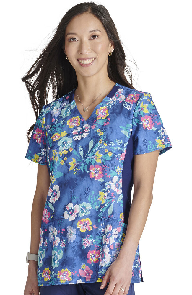 Clearance iflex by Cherokee Women s Mock Wrap Blooming Tie Dye