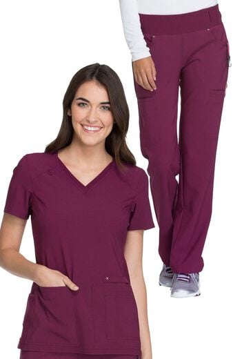 Women's Scrub Set: V-Neck Solid Top & Knit Waistband Pant Women's Scrub Set: V-Neck Solid Top & Knit Waistband Pant