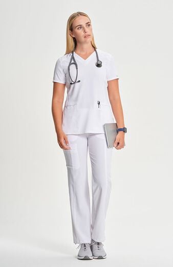 Women's 2-Pocket Shirttail Knit V-Neck Scrub Top Women's 2-Pocket Shirttail Knit V-Neck Scrub Top