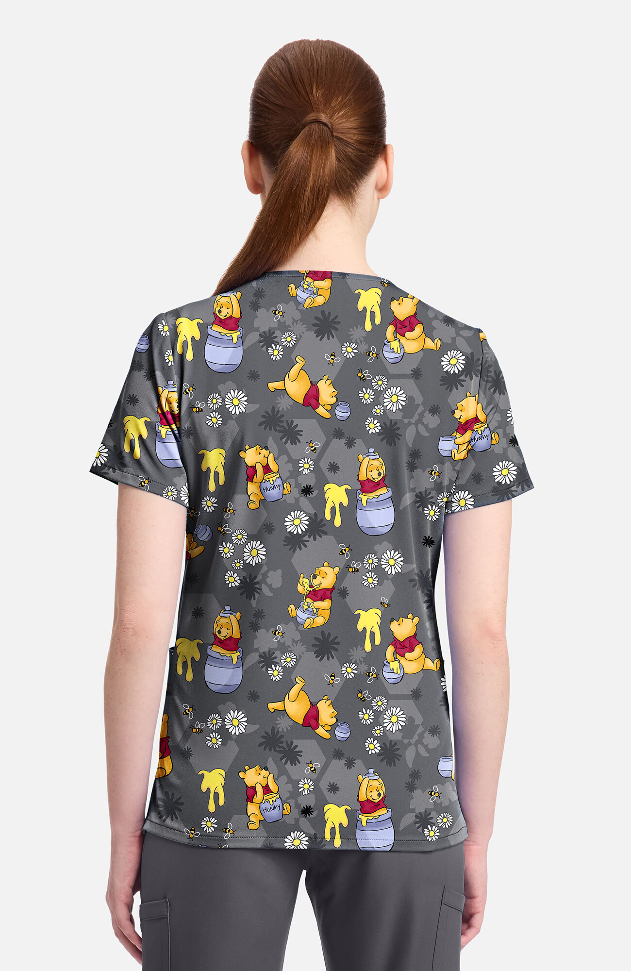 Women's Pooh Honey Business Print Scrub Top, , large