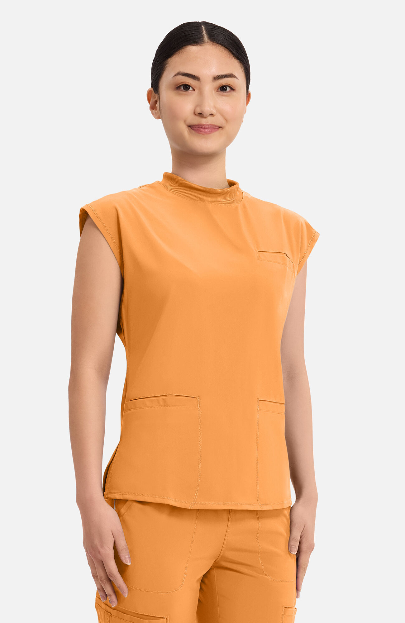 Women's Mock Neck Scrub Top, OSU Orange Sunrise | orange, large