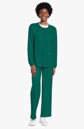 Unisex Snap-Front Crew Neck Scrub Jacket Unisex Snap-Front Crew Neck Scrub Jacket