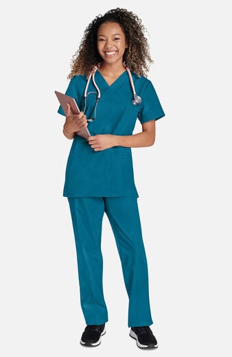 Unisex Scrub Set: 2-Pocket V-Neck Top & Drawstring Pant Unisex Scrub Set: 2-Pocket V-Neck Top & Drawstring Pant
