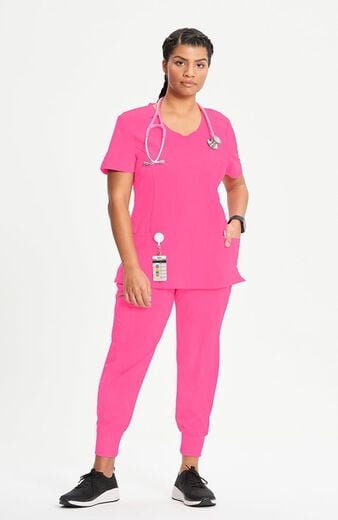 Women's Split Round Neck Solid Scrub Top Women's Split Round Neck Solid Scrub Top