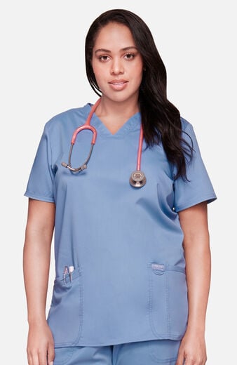 Women's 3-Pocket V-Neck Stretch Scrub Top Women's 3-Pocket V-Neck Stretch Scrub Top
