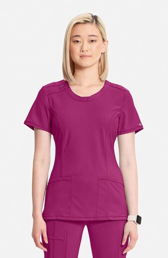 Women's Split Round Neck Solid Scrub Top Women's Split Round Neck Solid Scrub Top